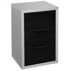 Kommode - kreidegrau matt - Flamed Wood black - 3 Schubkästen