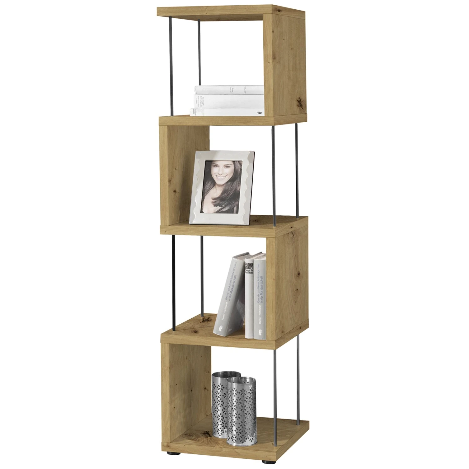 Standregal - Artisan Eiche - schwarz - 126 cm hoch 1 Standregal - Artisan Eiche - schwarz - 126 cm hoch