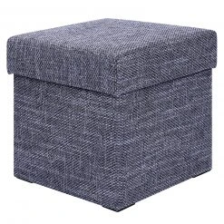 Polsterhocker - grau - Strukturstoff - mit Stauraum