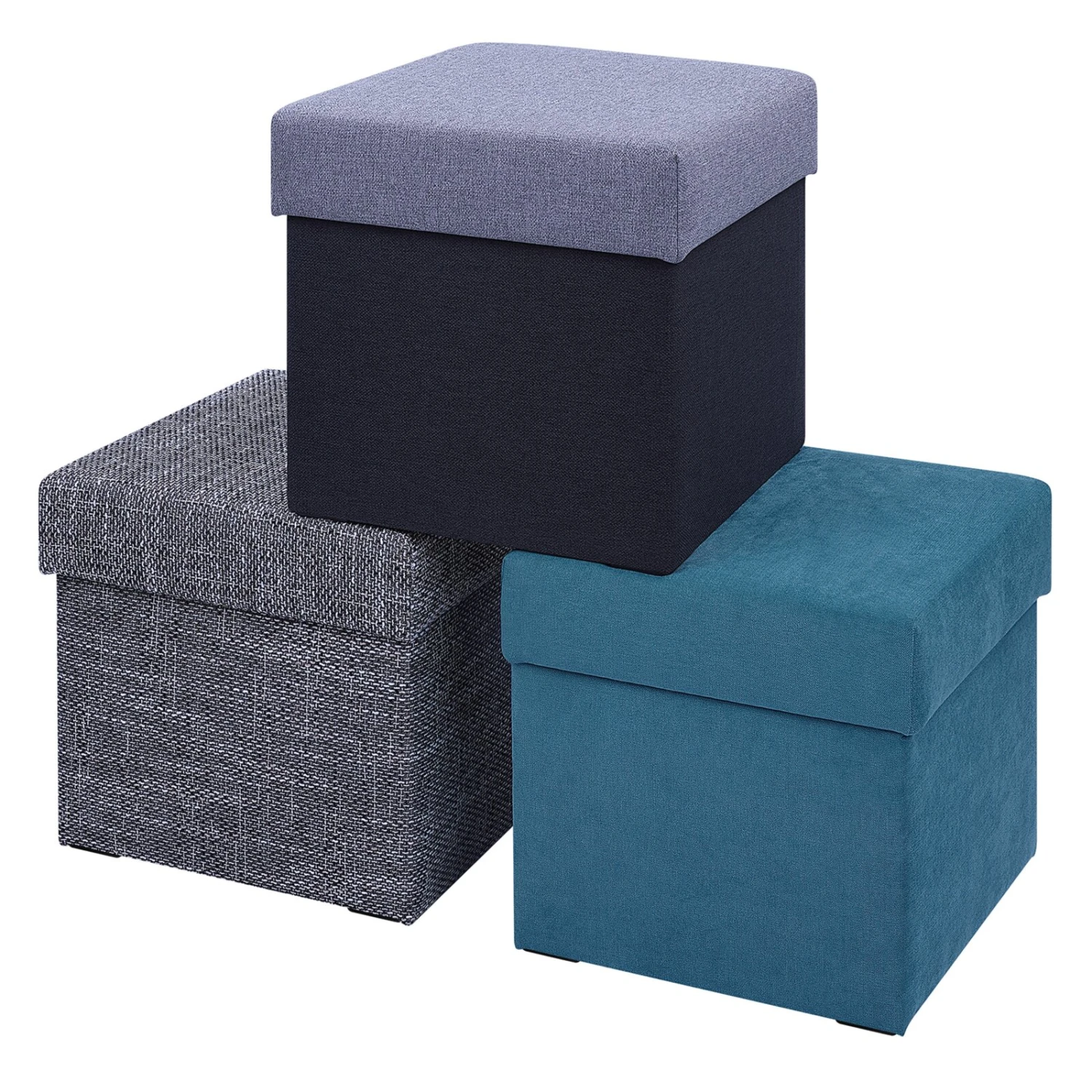 Polsterhocker - anthrazit-grau - Strukturstoff - mit Stauraum 3 Polsterhocker - anthrazit-grau - Strukturstoff - mit Stauraum – Bild 3