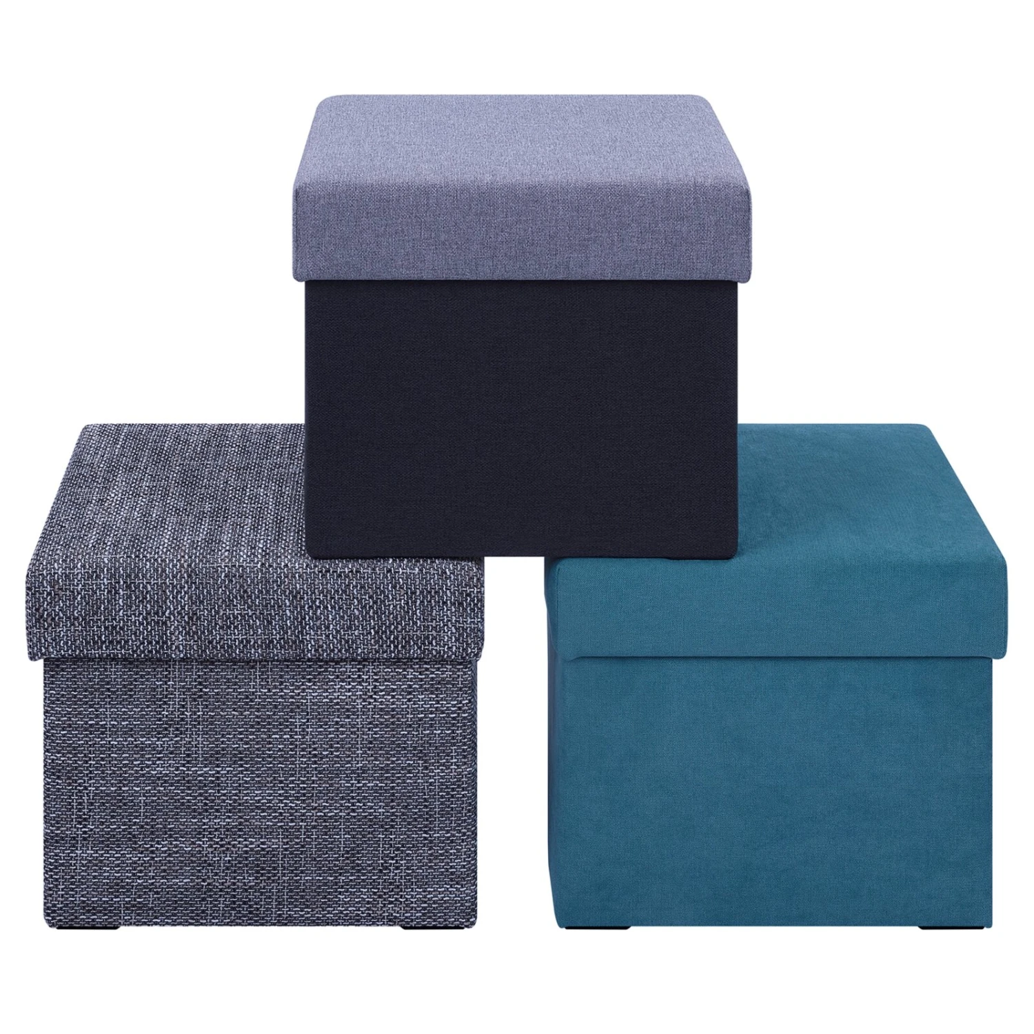 Polsterhocker - anthrazit-grau - Strukturstoff - mit Stauraum 4 Polsterhocker - anthrazit-grau - Strukturstoff - mit Stauraum – Bild 4