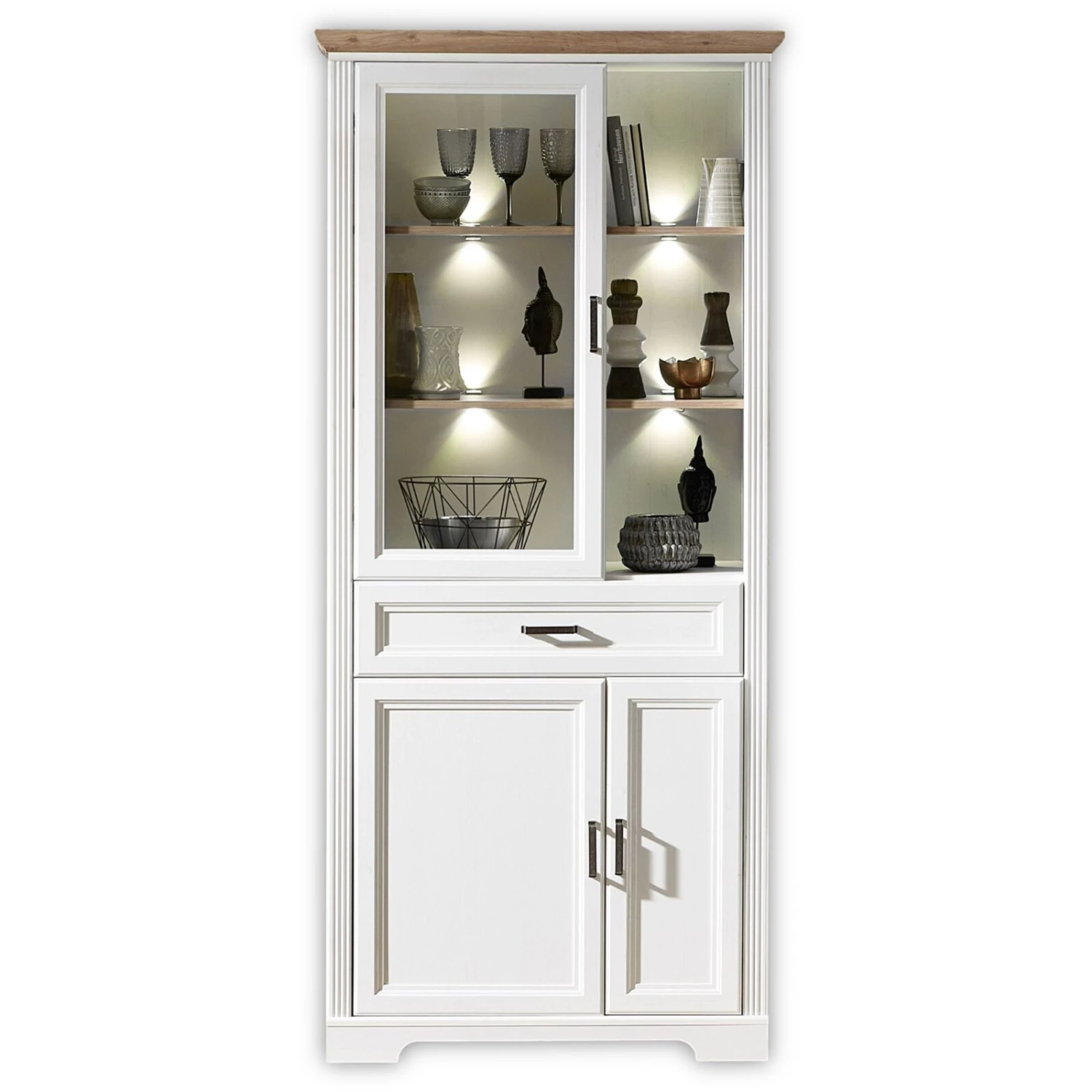 Vitrine - Pinie hell-Artisan Eiche - mit LED-Beleuchtung 1 Vitrine - Pinie hell-Artisan Eiche - mit LED-Beleuchtung