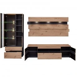 Standvitrine - Artisan Eiche - Graphit - mit Beleuchtung 9 Standvitrine - Artisan Eiche - Graphit - mit Beleuchtung -Esszimmer Verkaufsgeschäft 1226008000 04 1600Wx1600H