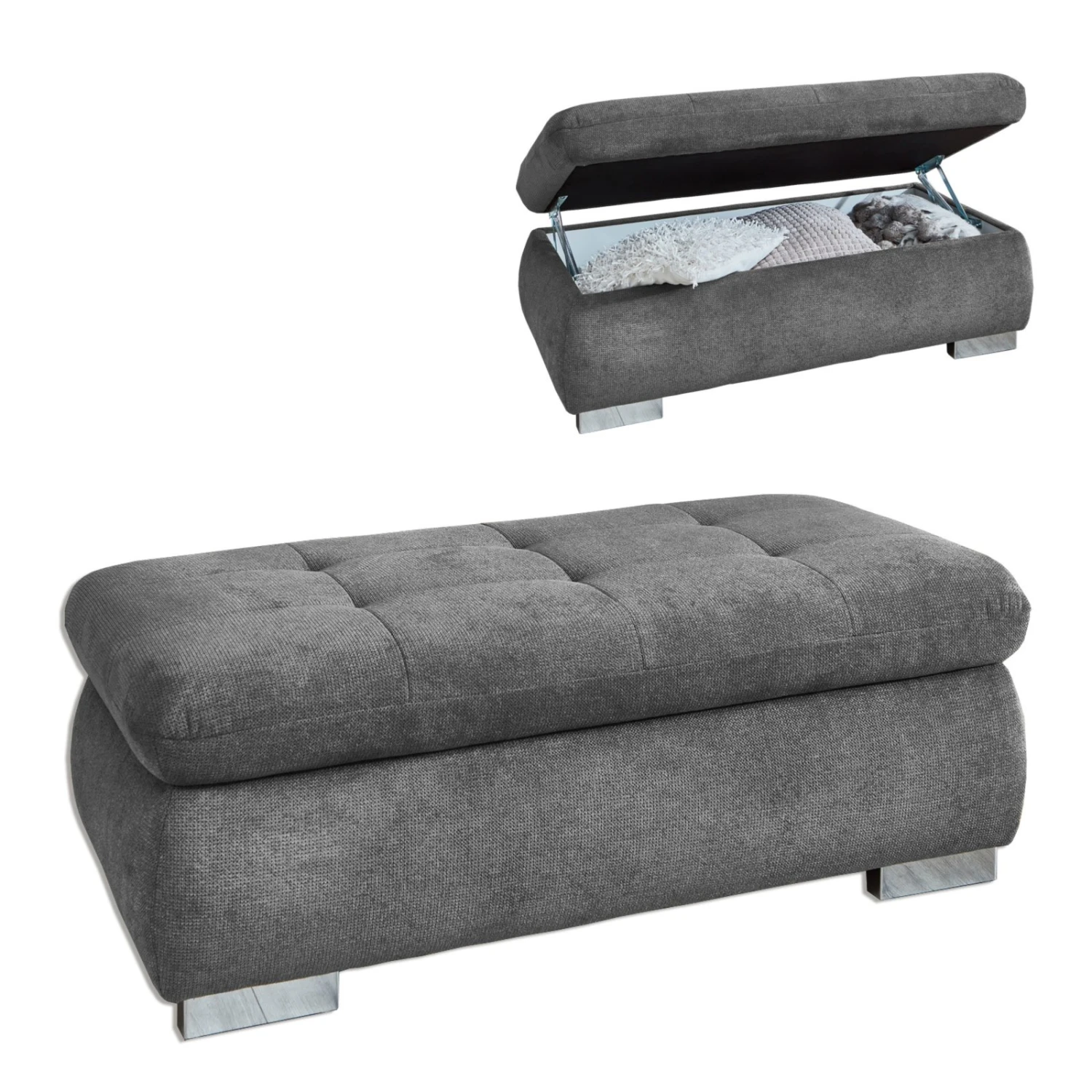 polsterpower Hocker - grau - aufklappbar 2 polsterpower Hocker - grau - aufklappbar – Bild 2