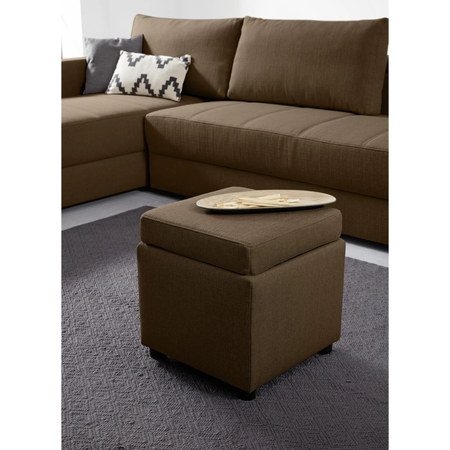 Polsterhocker - LOOKS by Wolfgang Joop - dunkelbraun - Tischfunktion 2 Polsterhocker - LOOKS by Wolfgang Joop - dunkelbraun - Tischfunktion – Bild 2