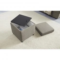 Polsterhocker - LOOKS by Wolfgang Joop - hellgrau - Tischfunktion -Esszimmer Verkaufsgeschäft 1238007001 04 1600Wx1600H