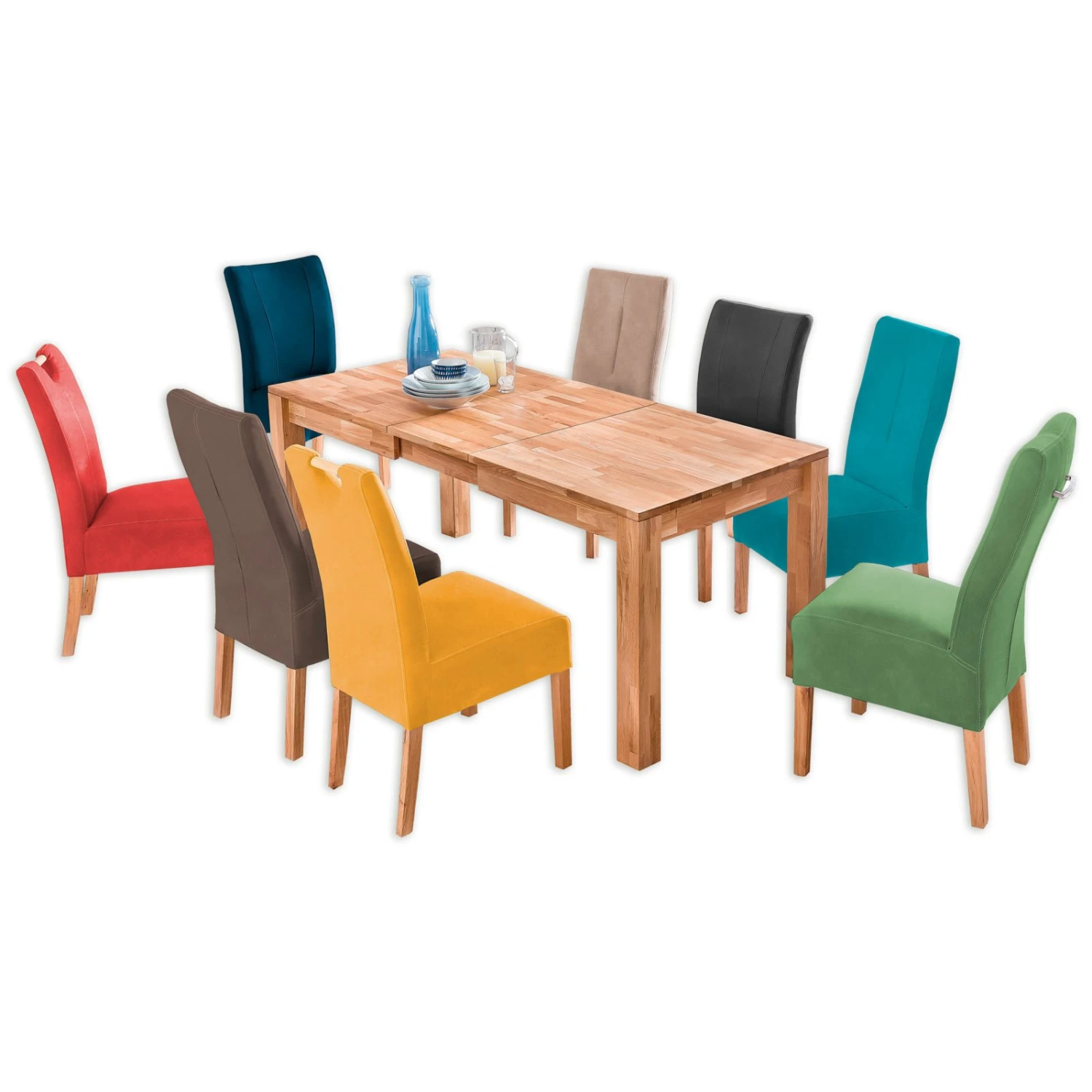 Stuhl - Eiche massiv - braun - Lederoptik 2 Stuhl - Eiche massiv - braun - Lederoptik – Bild 2