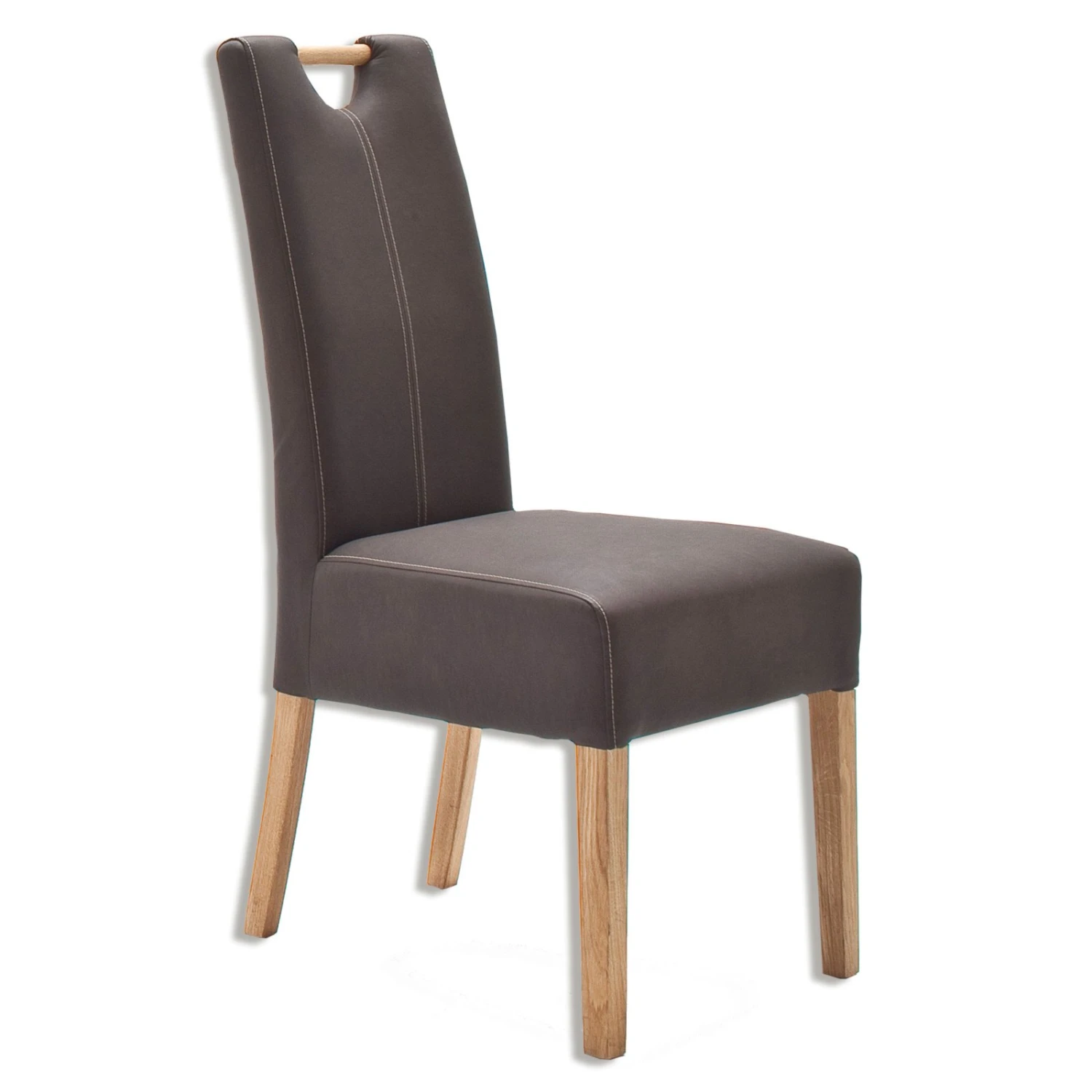 Stuhl - Eiche massiv - braun - Lederoptik 1 Stuhl - Eiche massiv - braun - Lederoptik