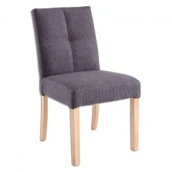 Polsterstuhl - grau - Eiche massiv