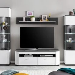 TV-Lowboard - weiß Hochglanz - anthrazit - 150 cm -Esszimmer Verkaufsgeschäft 1256000500 06 1600Wx1600H