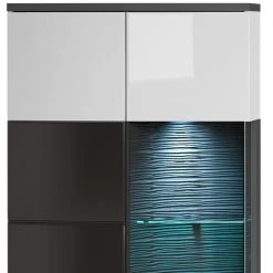 Vitrine - weiß Hochglanz - anthrazit - 200 cm 9 Vitrine - weiß Hochglanz - anthrazit - 200 cm -Esszimmer Verkaufsgeschäft 1256000600 03 1600Wx1600H