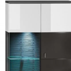 Highboardvitrine - weiß Hochglanz - anthrazit - 163 cm -Esszimmer Verkaufsgeschäft 1256000700 03 1600Wx1600H