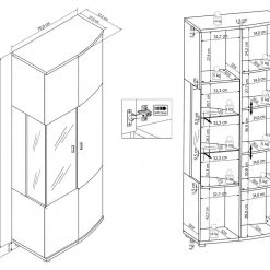 Highboardvitrine - weiß Hochglanz - anthrazit - 163 cm -Esszimmer Verkaufsgeschäft 1256000700 04 1600Wx1600H
