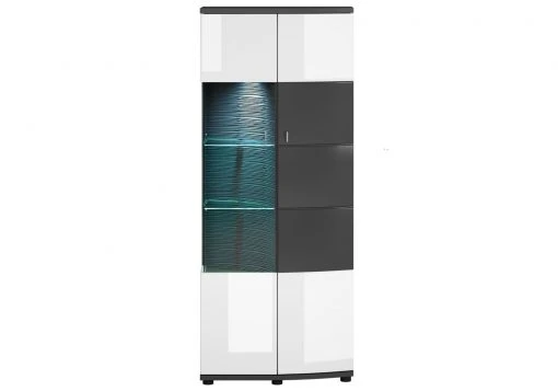 Highboardvitrine - weiß Hochglanz - anthrazit - 163 cm -Esszimmer Verkaufsgeschäft 1256000700 1600Wx1600H