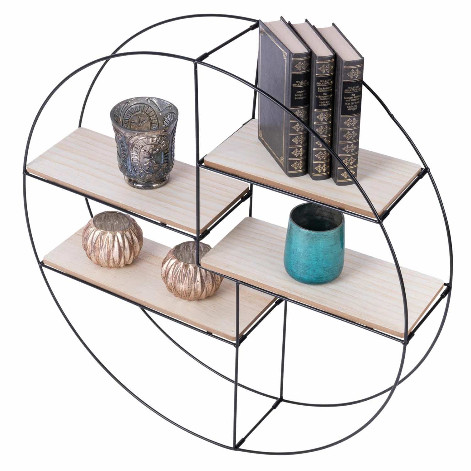 Wandregal - schwarz-natur - 70 cm 2 Wandregal - schwarz-natur - 70 cm – Bild 2