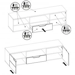 Lowboard HILTON - weiß Hochglanz - 160 cm breit 7 Lowboard HILTON - weiß Hochglanz - 160 cm breit -Esszimmer Verkaufsgeschäft 1331000700 03 1600Wx1600H
