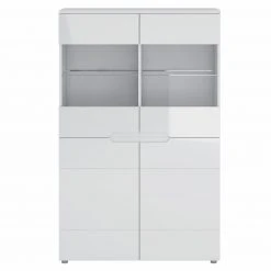 Highboardvitrine HILTON - weiß Hochglanz - 100 cm