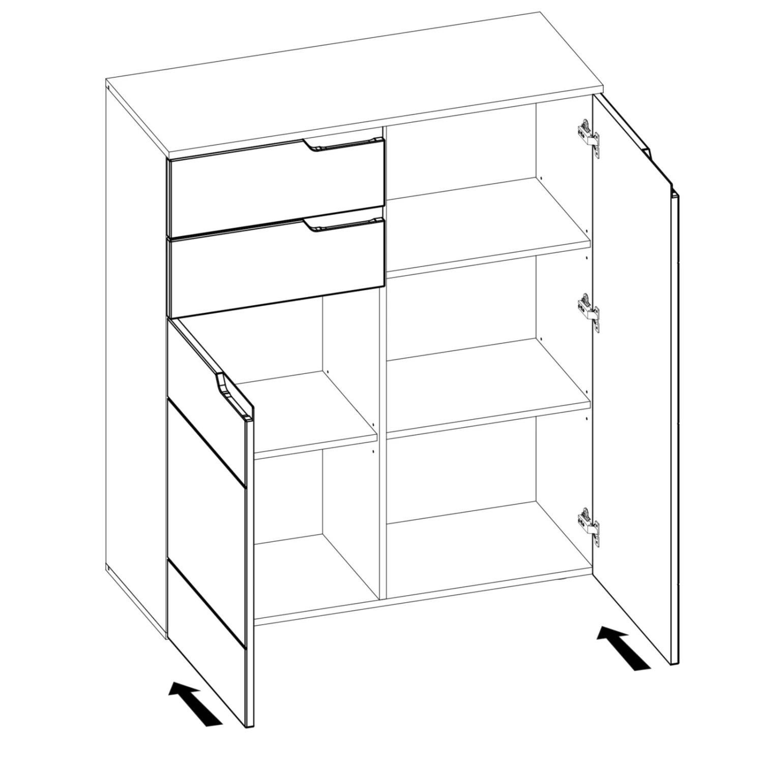 Kommode HILTON - weiß Hochglanz - 100 cm breit 2 Kommode HILTON - weiß Hochglanz - 100 cm breit – Bild 2