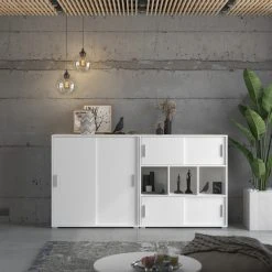 Kommode MOVER - weiß - 2 Schiebetüren - 100x107 cm -Esszimmer Verkaufsgeschäft 1331001400 06 1600Wx1600H