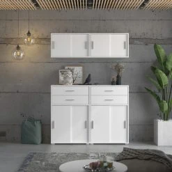 Kommode MOVER - weiß - Schiebetüren und Schubkästen - 68x107 cm 13 Kommode MOVER - weiß - Schiebetüren und Schubkästen - 68x107 cm -Esszimmer Verkaufsgeschäft 1331001500 06 1600Wx1600H