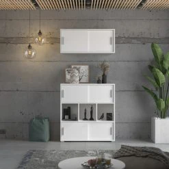 Kommode MOVER - weiß - 4 Schiebetüren - 100x107 cm -Esszimmer Verkaufsgeschäft 1331001600 06 1600Wx1600H