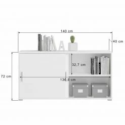 Sideboard MOVER - weiß - 2 Schiebetüren - 136x72 cm -Esszimmer Verkaufsgeschäft 1331001900 04 1600Wx1600H
