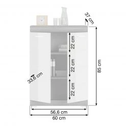 Kommode SCOUT - Rauchsilber - weiß Hochglanz - 60 cm -Esszimmer Verkaufsgeschäft 1331003000 05 1600Wx1600H