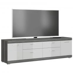 Lowboard SCOUT - Rauchsilber - weiß Hochglanz - 180 cm