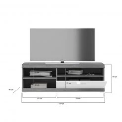 Lowboard SCOUT - Rauchsilber - weiß Hochglanz - 140 cm breit -Esszimmer Verkaufsgeschäft 1331004700 04 1600Wx1600H