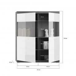 Highboardvitrine SCOUT - Rauchsilber - weiß Hochglanz - 114 cm breit 9 Highboardvitrine SCOUT - Rauchsilber - weiß Hochglanz - 114 cm breit -Esszimmer Verkaufsgeschäft 1331004900 04 1600Wx1600H