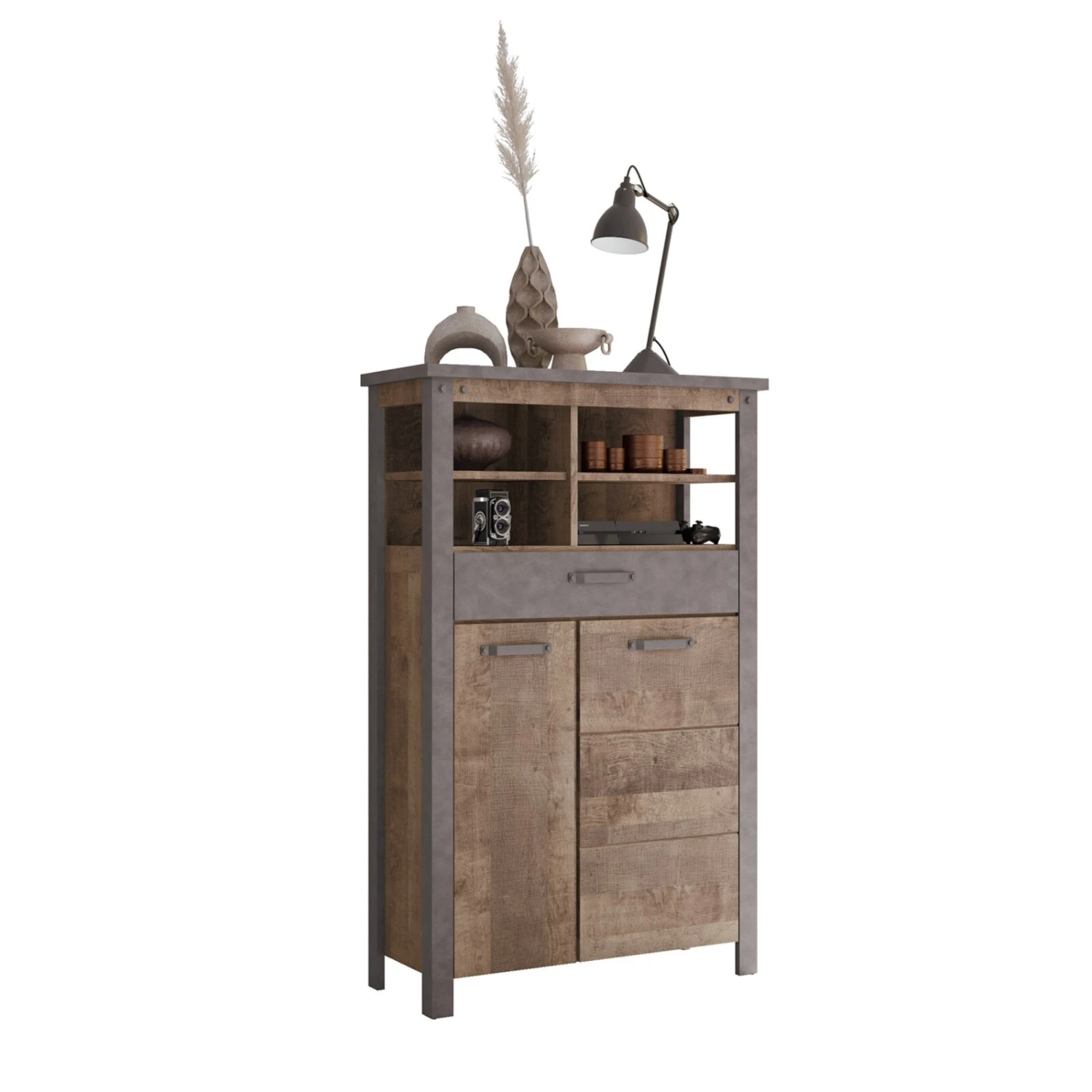 Highboard OLIVER - Tabak Eiche-Matera - 149 cm hoch 1 Highboard OLIVER - Tabak Eiche-Matera - 149 cm hoch