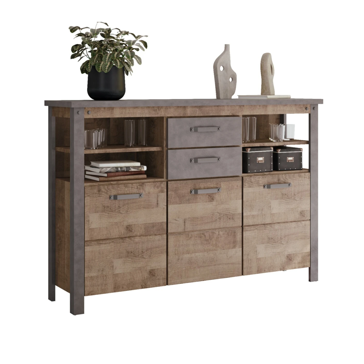 Highboard OLIVER - Tabak Eiche-Matera - 149 cm breit 1 Highboard OLIVER - Tabak Eiche-Matera - 149 cm breit