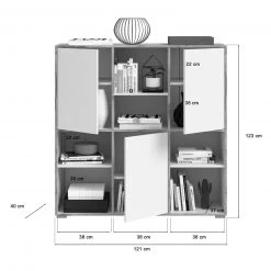 Highboard JESPER - weiß-Eiche - 3 Türen - 121 cm -Esszimmer Verkaufsgeschäft 1331006600 04 1600Wx1600H