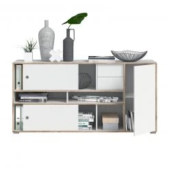 Kommode JESPER - weiß-Eiche - 2 Schiebetüren - 181 cm 7 Kommode JESPER - weiß-Eiche - 2 Schiebetüren - 181 cm -Esszimmer Verkaufsgeschäft 1331006700 03 1600Wx1600H