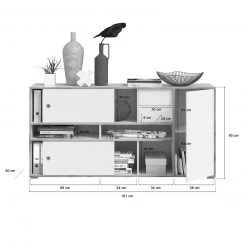 Kommode JESPER - weiß-Eiche - 2 Schiebetüren - 181 cm 8 Kommode JESPER - weiß-Eiche - 2 Schiebetüren - 181 cm -Esszimmer Verkaufsgeschäft 1331006700 04 1600Wx1600H