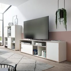 TV-Lowboard JESPER - weiß-Eiche - Schiebetür - 181 cm -Esszimmer Verkaufsgeschäft 1331006900 07 1600Wx1600H