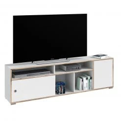 TV-Lowboard JESPER - weiß-Eiche - Schiebetür - 181 cm