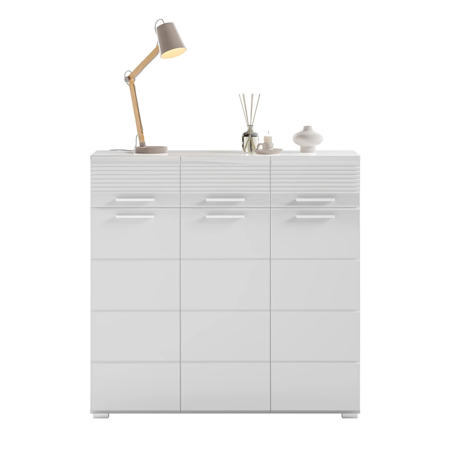 Kommode LINUS - weiß Hochglanz-weiß - 3 Schubkästen - 105 cm 3 Kommode LINUS - weiß Hochglanz-weiß - 3 Schubkästen - 105 cm – Bild 3