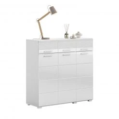 Kommode LINUS - weiß Hochglanz-weiß - 3 Schubkästen - 105 cm