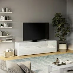 Lowboard LINUS - weiß Hochglanz-weiß - 2 Türen - 185 cm -Esszimmer Verkaufsgeschäft 1331007700 06 1600Wx1600H