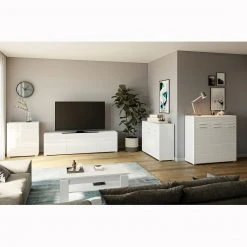 Lowboard LINUS - weiß Hochglanz-weiß - 2 Türen - 185 cm -Esszimmer Verkaufsgeschäft 1331007700 07 1600Wx1600H