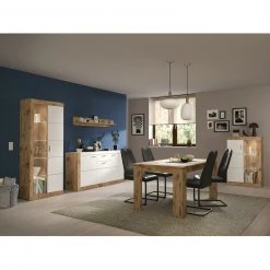 Vitrine PARMA - weiß - Viking Oak - 123 cm hoch -Esszimmer Verkaufsgeschäft 1331008100 04 1600Wx1600H