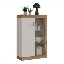 Vitrine PARMA - weiß - Viking Oak - 123 cm hoch