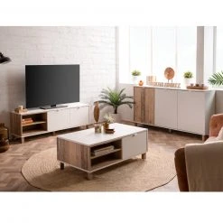 Lowboard MENORCA - weiß-Old Style hell - 2 Gerätefächer - 150 cm -Esszimmer Verkaufsgeschäft 1332000500 05 1600Wx1600H