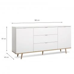 Sideboard GÖTEBORG - weiß-Sonoma Eiche - 180 cm breit -Esszimmer Verkaufsgeschäft 1332000600 04 1600Wx1600H