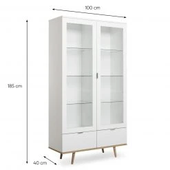 Standvitrine GÖTEBORG - weiß-Sonoma Eiche - 100 cm breit 11 Standvitrine GÖTEBORG - weiß-Sonoma Eiche - 100 cm breit -Esszimmer Verkaufsgeschäft 1332000800 04 1600Wx1600H