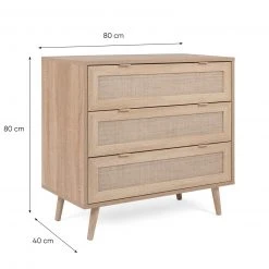 Kommode BALI - Sonoma Eiche-Rafia geflecht - 80 cm breit -Esszimmer Verkaufsgeschäft 1332002600 05 1600Wx1600H
