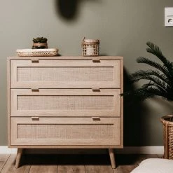 Kommode BALI - Sonoma Eiche-Rafia geflecht - 80 cm breit -Esszimmer Verkaufsgeschäft 1332002600 07 1600Wx1600H