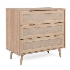 Kommode BALI - Sonoma Eiche-Rafia geflecht - 80 cm breit