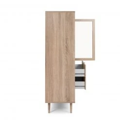 Highboardvitrine BALI - Sonoma Eiche-Rafia geflecht - 101 cm breit -Esszimmer Verkaufsgeschäft 1332003100 06 1600Wx1600H